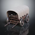 Animal Carvings Adorn Vintage Wooden Carriage With Canvas Cover And Reflections