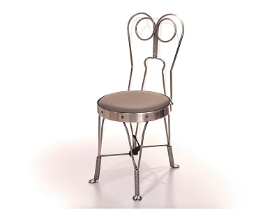 Modern Leisure Chair With Curved Metal Frame Loop Backrest And Padded Seat 3d model