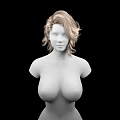 3D Female Game and Movie Character With Blonde Curly Hair Featureless Face Upper Body