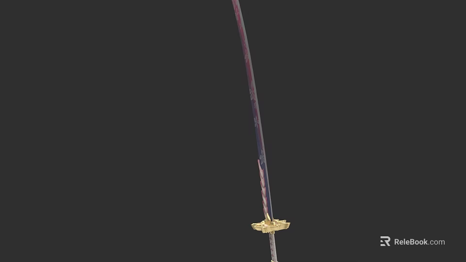 Slender Blade Traditional Sword Featuring Golden Hilt Ornament And Crafted Design 3d model 