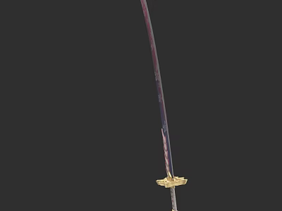 Slender Blade Traditional Sword Featuring Golden Hilt Ornament And Crafted Design 3d model