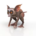 3D Rendered Unique Animal Crouching With Large Ears Orange Eyes And Slender Claws