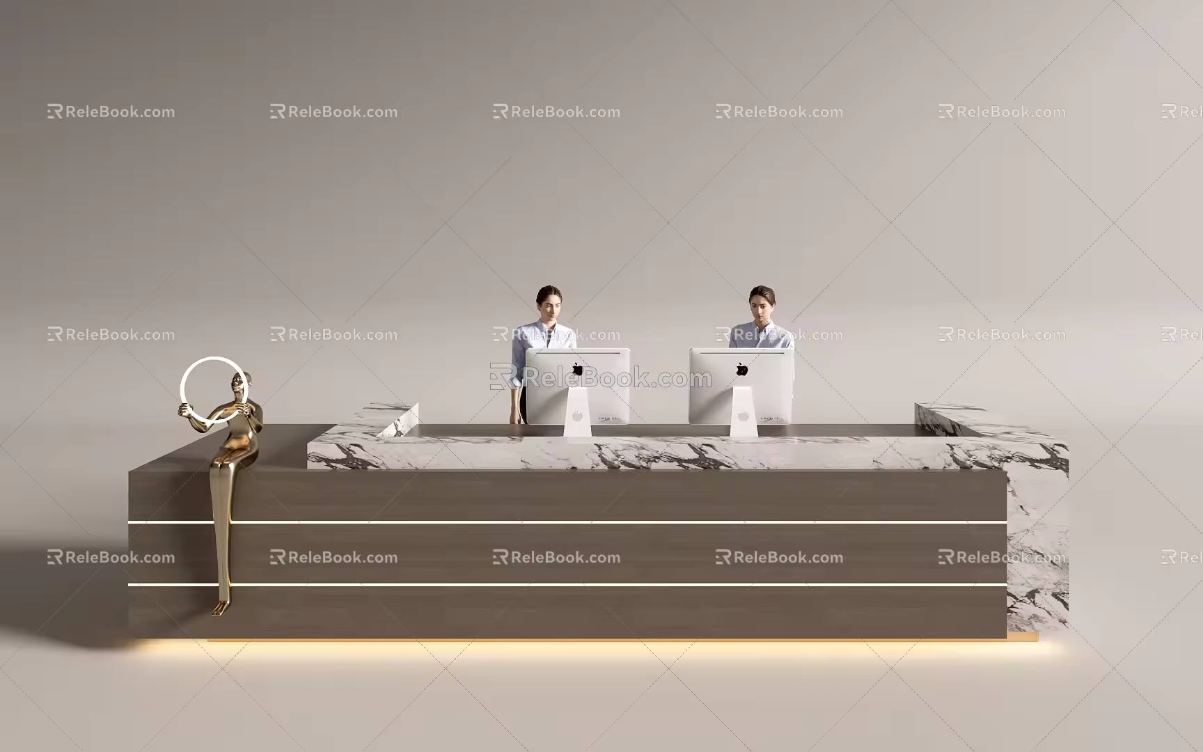Modern Company Reception Area Bar Reception Desk 3d model