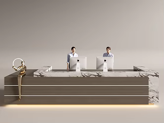 Modern Company Reception Area Bar Reception Desk 3d model
