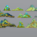Colorful Mountain Shaped Wall Decor With Various Designs For Modern Home Interior 3d model