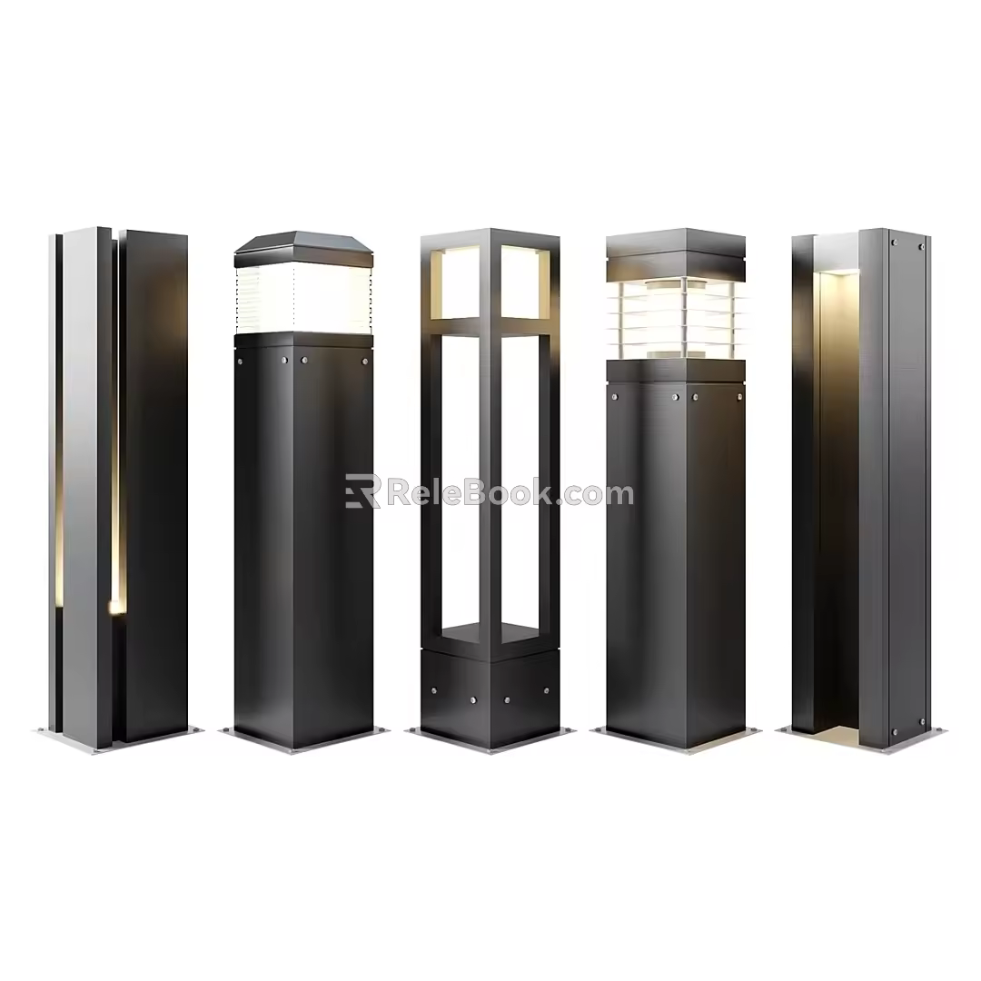 Modern Outdoor Light Channel Lighting Street Metal Flashlight 3d model