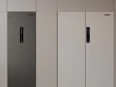 Modern Double Door Refrigerator Freezer In Gray And White Exterior Design 3d model