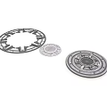 Intricate Geometric Circular Components With Patterned Designs And Structured Edges