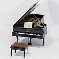 Grand Pianos As Musical Instruments With Black And White Colors Matching Stools Open Music Sheets