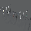 Different Types of Road Facilities Including Street Lamps Traffic Lights and Signage