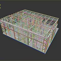 White Building Frame Structural Model With Yellow Markers And Blue Base