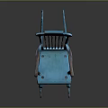 Classic Turquoise Rocking Chair With Slatted Back And Wooden Armrests Design