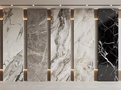 Modern Decorative Wall Panels With Marble Textures And Built In Lighting 3d model