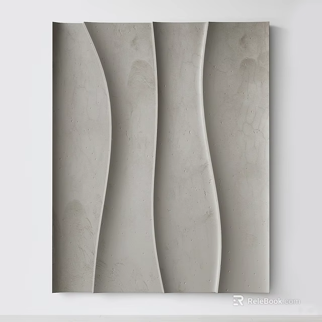 Abstract Painting With Neutral Grayish White Wavy Textured Patterns And Minimalist Contemporary Style 3d model 