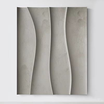 Abstract Painting With Neutral Grayish White Wavy Textured Patterns And Minimalist Contemporary Style 3d model