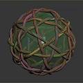 Artistic Green Sphere With Intricate Colorful Woven Rope And Glossy Surface