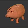 Hand Carved Clay Piggy Bank Sculpture With Decorative Details And Craftsmanship