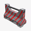 Concrete Traffic Barrier With Red And White Stripes And Metal Bar For Public Safety