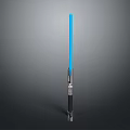 Blue Lightsaber Weapon with Silver and Black Hilt on Gray Gradient Background 3d model
