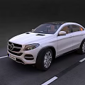 White Mercedes-Benz SUV Coupe Parked In Parking Lot Lane With Alloy Wheels And Front Grille Design