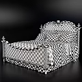 Classic European Style Double Bed With Ornate Carved Headboard Cream And Gold Luxurious Pillows