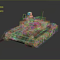 Military Battle Tank 3D Model With Turret And Armored Parts