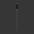 Shiny Metallic Sword With Rainbow Colored Blade And Black Handle On Reflective Surface