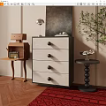 Modern Wooden 4 Drawer Dresser With Light Drawers Dark Frame Lamp Books And Indoor Plant