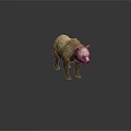 Standing 3D Bear Figurine With Detailed Fur Texture On Gray Background