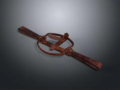 Rusted Metal Sculpture Carving With Circular Ring Design And Antique Finish 3d model
