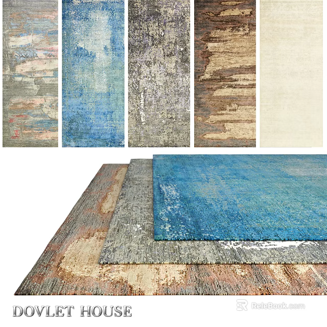 Stylish Square Rugs With Various Colors Textures And Modern Patterns 3d model