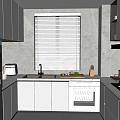 Modern Minimalist Kitchen Semi-open Kitchen Home Kitchen Supplies Combo 3d model