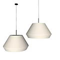 Stylish Beige Pleated Fabric Pendant Lights Two Cone Shaped Chandeliers Suspended By Metal Rods