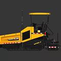 Yellow Road Roller With Cab And Paving Tracks For Construction Projects 3d model