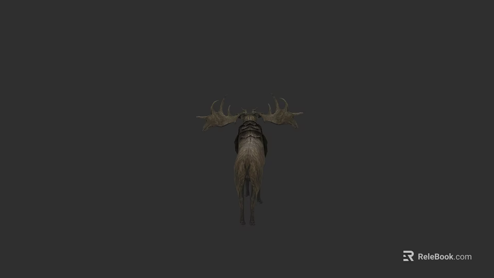 Detailed Deer Sculpture With Large Antlers And Artistic Carving Design 3d model 
