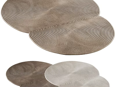 Abstract Painting With Two Oval Concentric Circles Striped Texture Light Brown Beige Tones 3d model