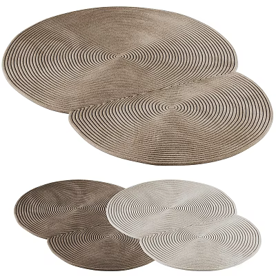 Abstract Painting With Two Oval Concentric Circles Striped Texture Light Brown Beige Tones 3d model
