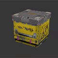 Yellow Metal Crate With Warning Label And Hazard Symbol Worn Surface 3d model