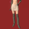 Game Animated Character With Pink Hair Green Earrings Red R Symbol White Outfit