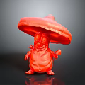 Red Mushroom Shaped Cartoon Character Toy With Big Eyes And Arms