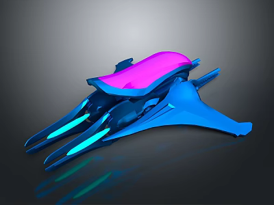 Futuristic Blue And Pink 3D Model With Sleek Design Glowing Lines On Dark Background 3d model