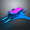 Futuristic Blue And Pink 3D Model With Sleek Design Glowing Lines On Dark Background
