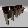 Modern Office Chairs with Red Upholstered Seats and Wooden Armrests in Row