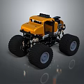 Yellow Monster Truck With Big Black Tires And Heavy Duty Exterior