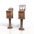 Rustic Wooden Mailboxes On Pedestal Stands With Collection Number 1 Signs
