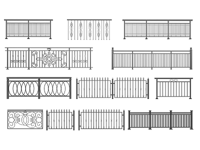 Wrought Iron Railing Guardrail Fence 3d model