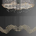 Glamorous Crystal Chandelier With Sparkling Crystals Golden Wave Accents And Elegant Design