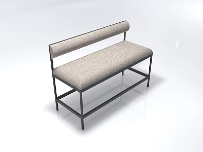 Modern Two Seater Sofa With Light Gray Fabric Upholstery And Black Metal Frame 3d model