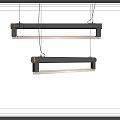 Modern Linear Chandeliers With Black Frame And Metallic Accents For Interior Lighting 3d model