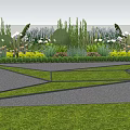 Beautiful Garden Landscape With Colorful Flowers Green Plants And Stone Path